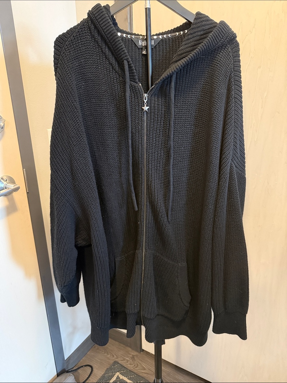 torrid Nightfall Rich Black Knit Zip-Up Hoodie Jacket